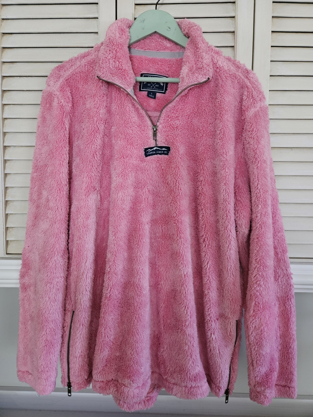 Lauren James Linden Sherpa Pullover Pink Quarter Zip Women’s Large